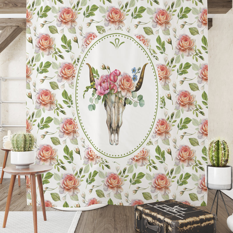 Floral Shower Curtain, 93" H x 70" W