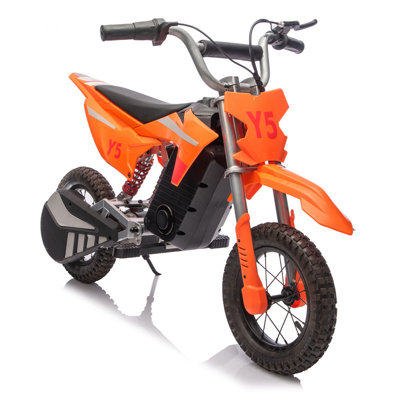 24V 250W Kids Ride On Electric Toy Off-Road Design Motorcycle,Rear Suspension,3-Adjustable speed, PU Rubber Tires,power display,LED light,Bluetooth Co
