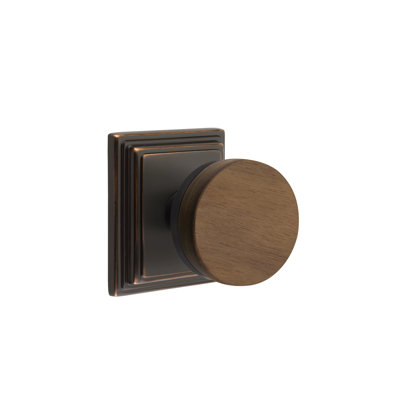 Ensemble de boutons d'intimité Emtek Select avec rosette Wilshire et tige conique, bouton en noyer foncé