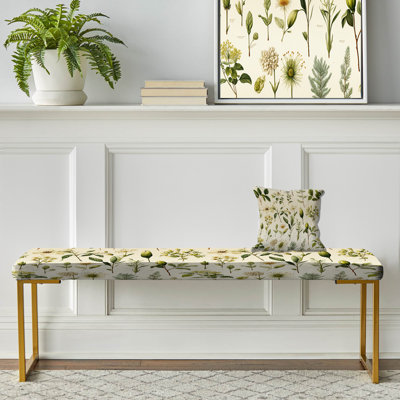 Vintage Greens - banc rembourré Plants Gold