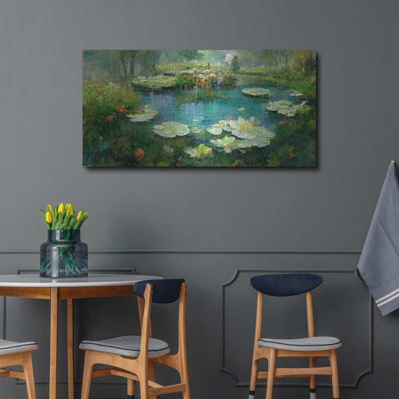 «Pond Lilies», art mural en métal, H 24 po x l 48 po