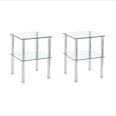 Table d'appoint 2 pièces, table de bout à 2 niveaux, table de chevet moderne, canapé avec tablette de rangement pour le salon