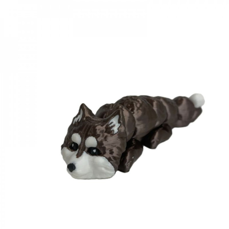 Figurine 3D Pom Dog, H 2 po x l 4,5 po x P 1,5 po, Gris/blanc/noir