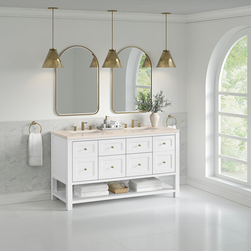 Breckenridge 60'' W Double Vanity, Bright White, Eternal Jasmine Pearl, Widespread