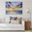 Coucher de soleil jaune sur un lac bleu - peinture sur toile-67443084-67443085