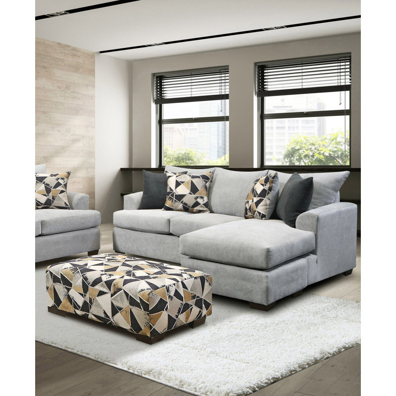 Canapé modulaire réversible de 93 po Emporia, 100 % coton gris