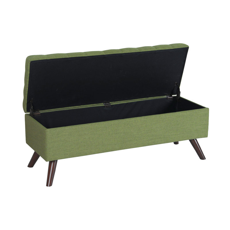 Banc de rangement à couvercle rabattable Ataru, Tissé vert olive