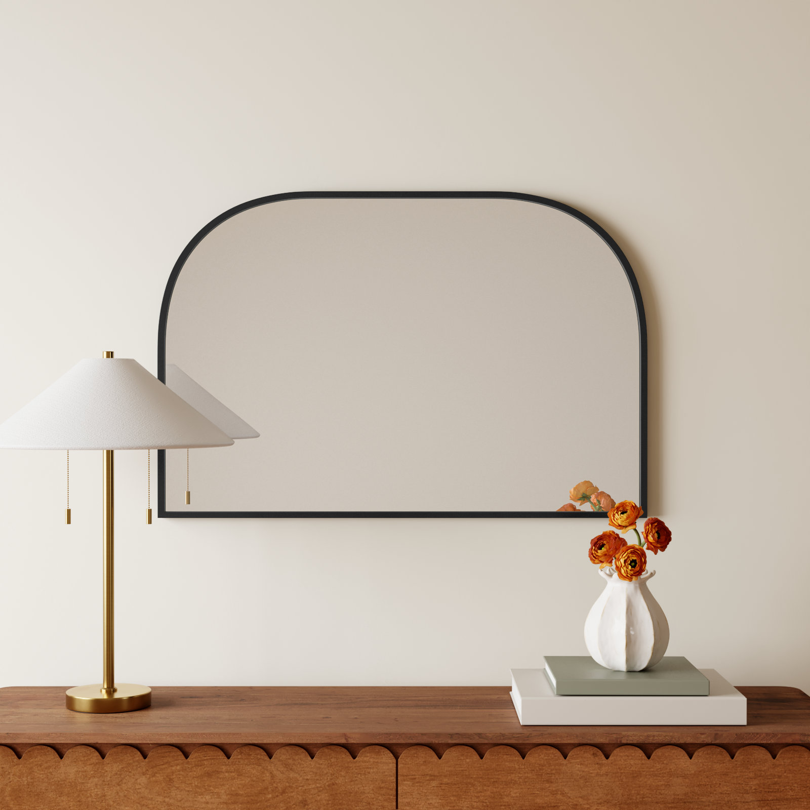 Sabine Metal Wide Arch Wall Mirror, Black, 24" x 36"