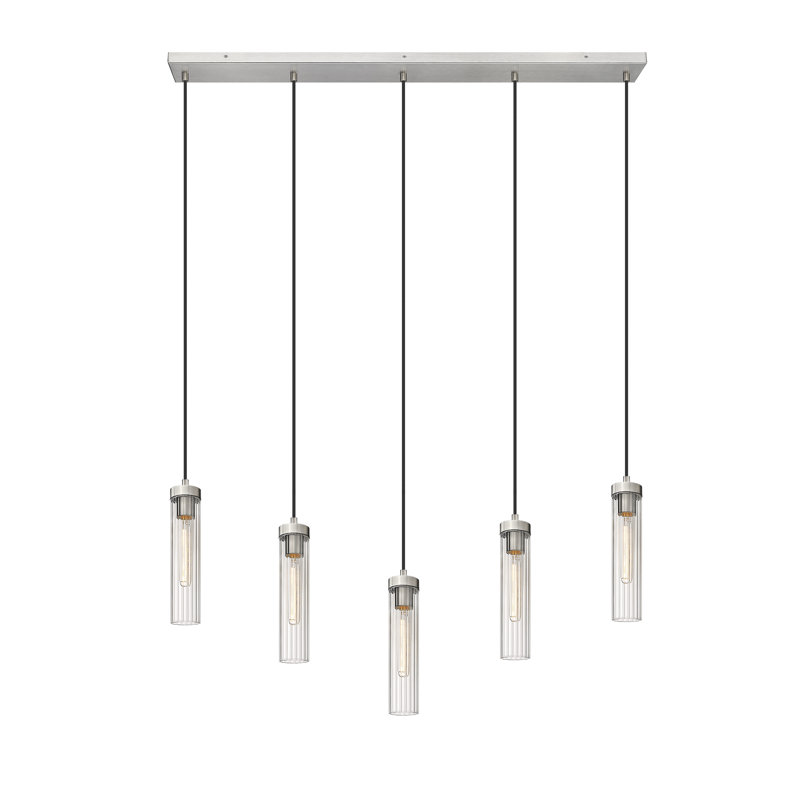 Mortola 5 - Light Dimmable Square / Rectangle Chandelier, Brushed Nickel