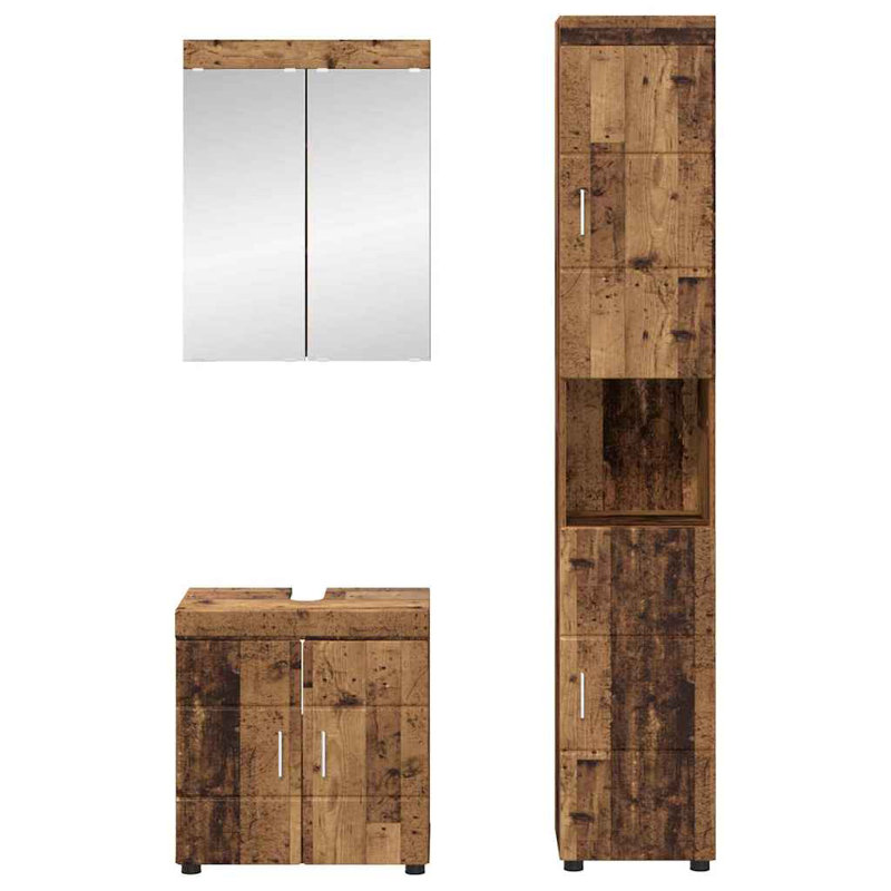 Vanity & Mirror Set, Medium Wood