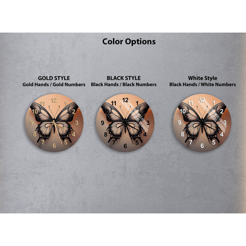Horloge murale minimaliste en verre trempé beige et blanc 14 po, Doré