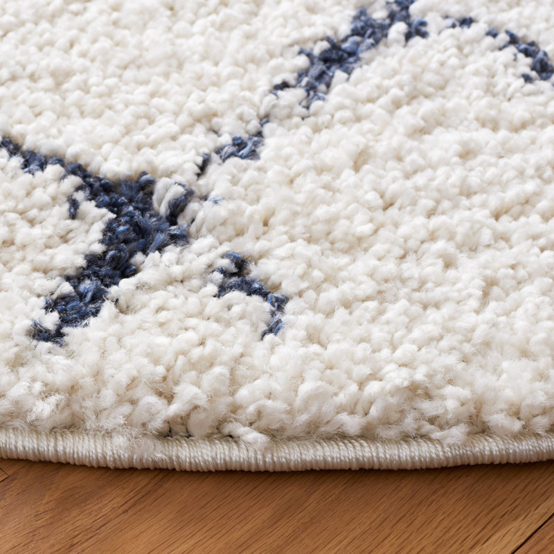 Alieshia Berber Shag Performance Geometric Rug, Round 5'1"
