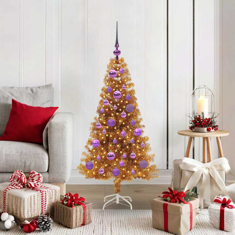 vidaXL Christmas Tree with 300 LEDs with Stand Gold PET, 3.94 ft