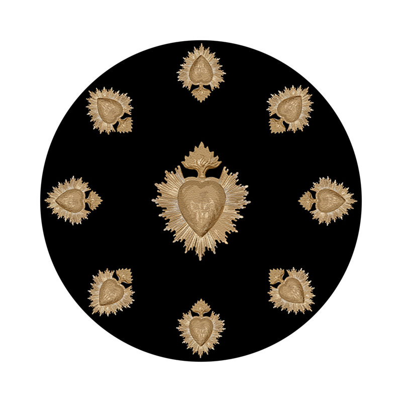 Ex vote Vegan Leather Round Pebble Placemat, Black