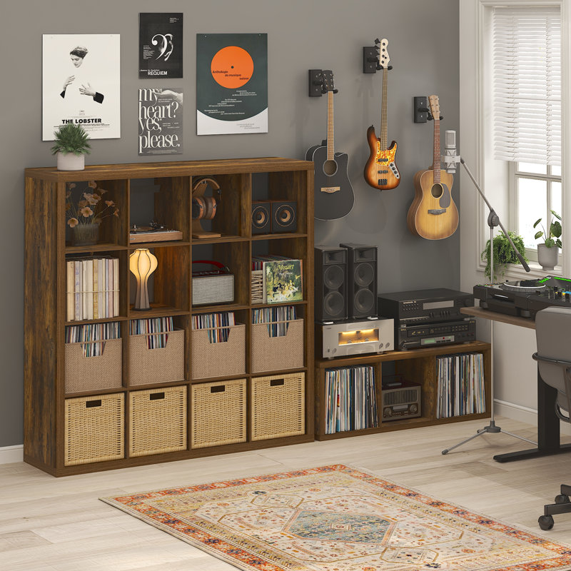 Cubicle 111.71cm H Media Shelves, Amber Pine