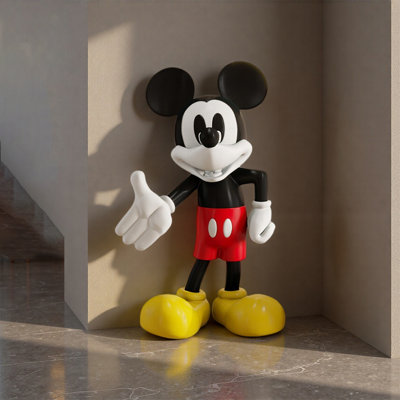 Modern Pop Art Resin Mickey Mouse Floor Statue with Classic Original Colour & Welcome Gesture