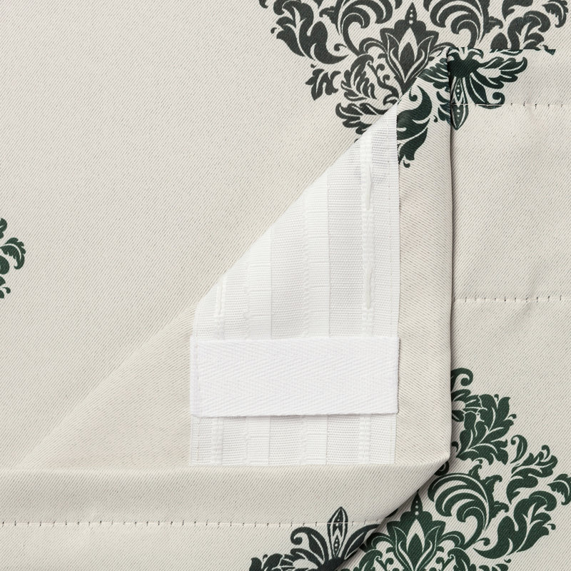Berlina 3-in-1 Damask Blackout Rod Pocket/Tab Top Curtain Panels, Emerald, 52" W x 84" L