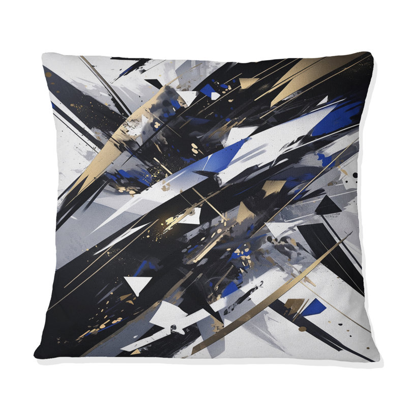 Coussin décoratif noir et blanc Cubist Symphony