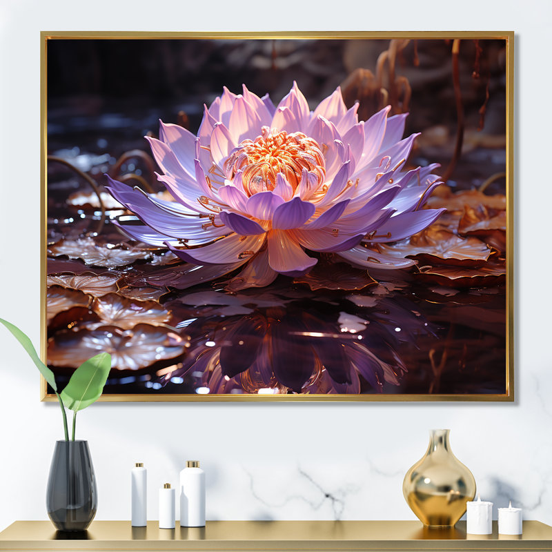 Hindouisme Brahmas Lotus lavande II, Cadre flottant doré, H 12 po x l 20 po