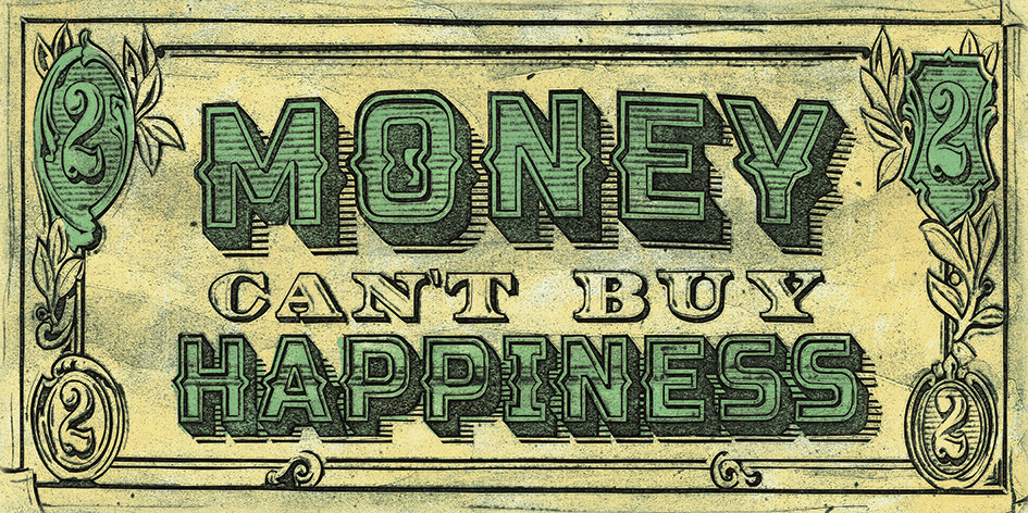 Money Can't Buy Happiness - Wrapped Canvas Print