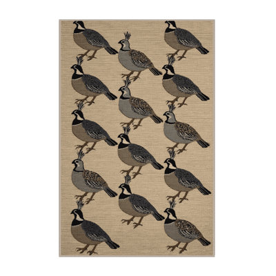Washable California Quail Birds Area Rug