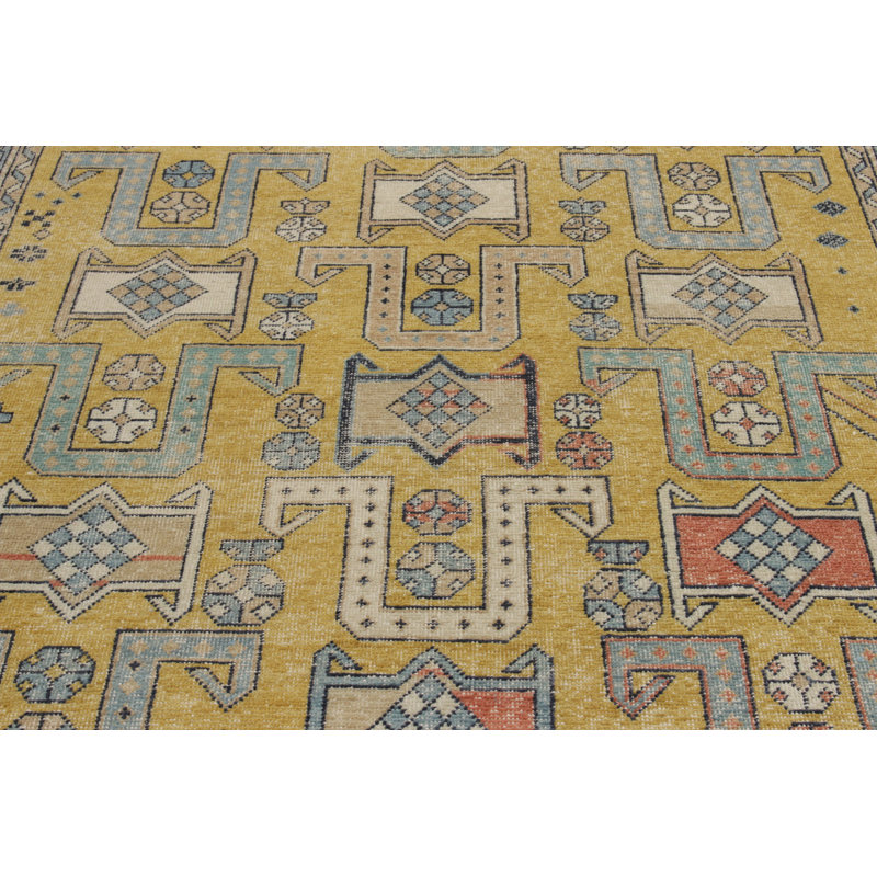 Distressed Homage Hand Knotted Wool Geometric Area Rug, Rectangle 15' x 24'