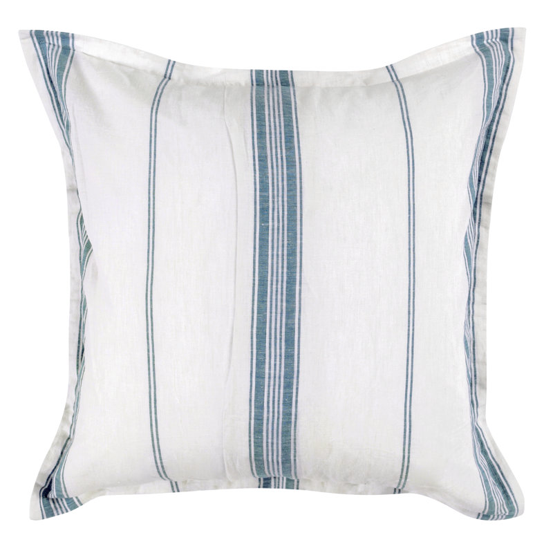 Taie décorative en mélange de coton Fleta, Européen, Rayé bleu / blanc