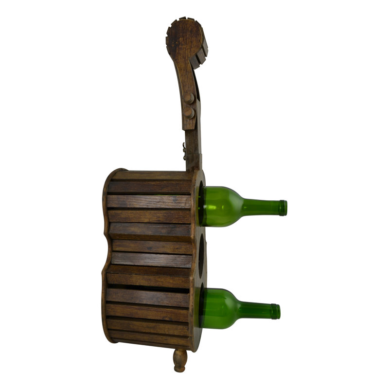 24" Wooden Guitar 3 Bottle Wine Rack