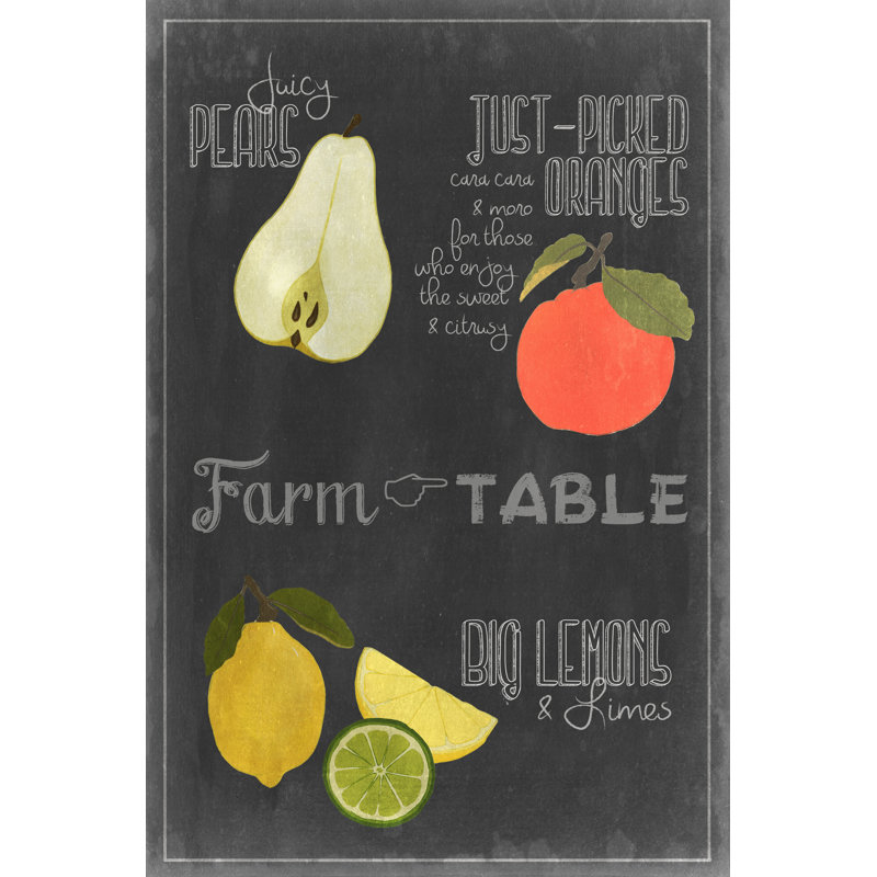 Blackboard Fruit IV - Painting, Wrapped Canvas, 30cm H x 20cm W