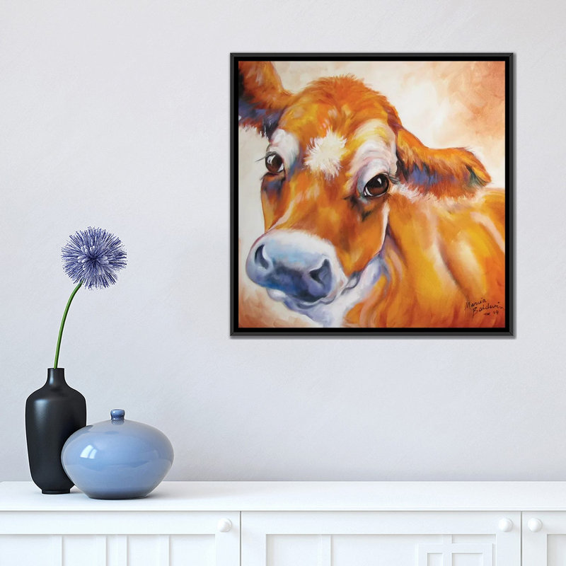 « my jersey cow commission », impression sur toile, H 18 po x l 18 po x P 1,5 po, Toile avec cadre noir, Pas de tapis