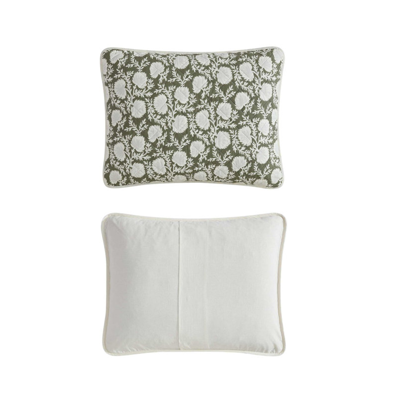 Eddie Bauer Garden Bloom Cotton Quilt Set, King Quilt + 2 King Shams, Green Floral