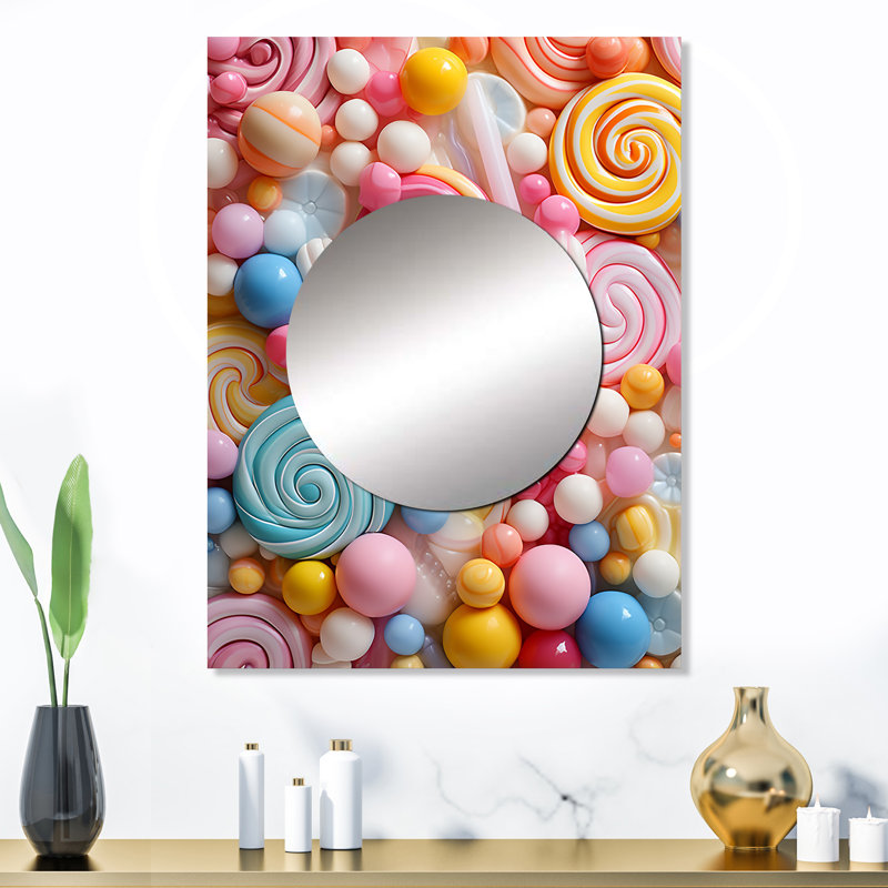 Nakayia Popart Candies Dessert I - grand miroir décoratif, miroir mural décoratif traditionnel, impression d'art en métal
