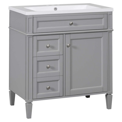 Meuble-lavabo de salle de bain 30 po avec lavabo supérieur, armoire de rangement moderne