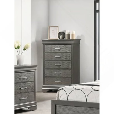 Modern Transitional 1Pc Wooden Chest Unique Drawers Bedroom Furniture