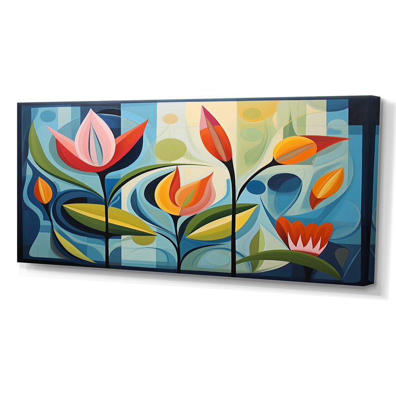 Green Mid Century Mod Nature II, reproduction d'art sur toile, Toile tendue, H 28 po x l 60 po, Sans cadre