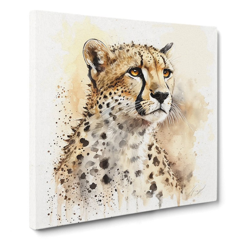 Cheetah Watercolour - Print, 50cm H x 50cm W x 3cm D