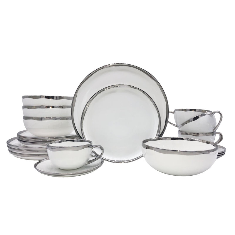 Service de table 20 pièces en porcelaine Canvas Home Dauville Canvas, service pour 4, Platine
