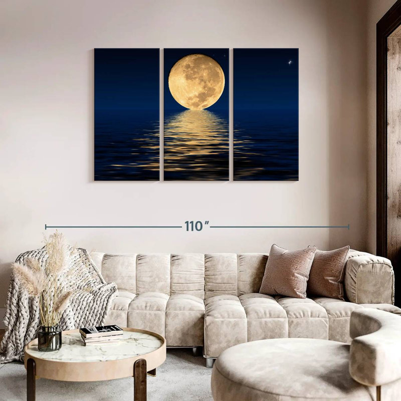 " Moon Light " 3 - Pieces, 48" H x 74" W x 1.25" D
