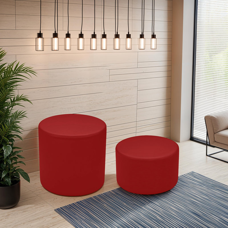 Pro Series Upholstered Round Ottoman 12" Height, Crimson