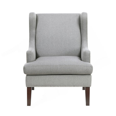 1Pc Accent Chair Foam Cushion Seat Gray Fabric Upholstery Nailhead Trim Living Room Furniture