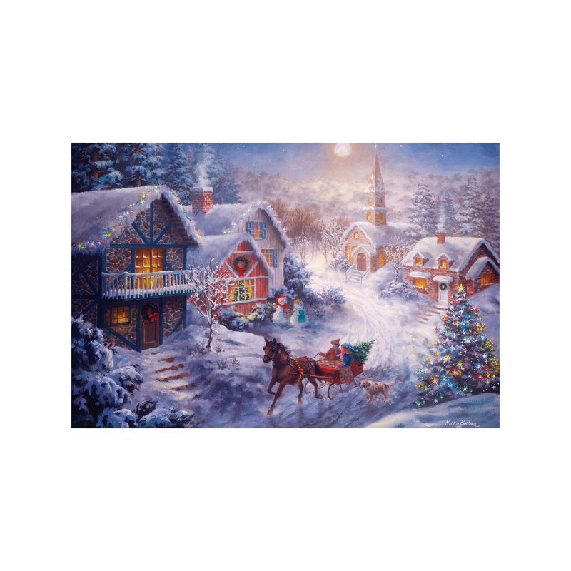 In A One Horse Open Sleigh by Nicky Boehme - Print on Canvas, No Frame, 101.6 cm H x 66.04 cm W x 3.175 cm D