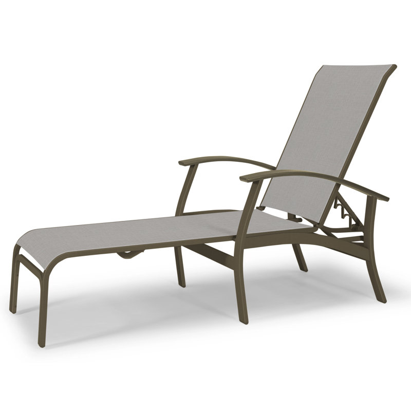 Askar Outdoor Rust-Resistant Metal Chaise Lounge, Textured Beachwood, Alloy Sunbrella®, Beachwood P40