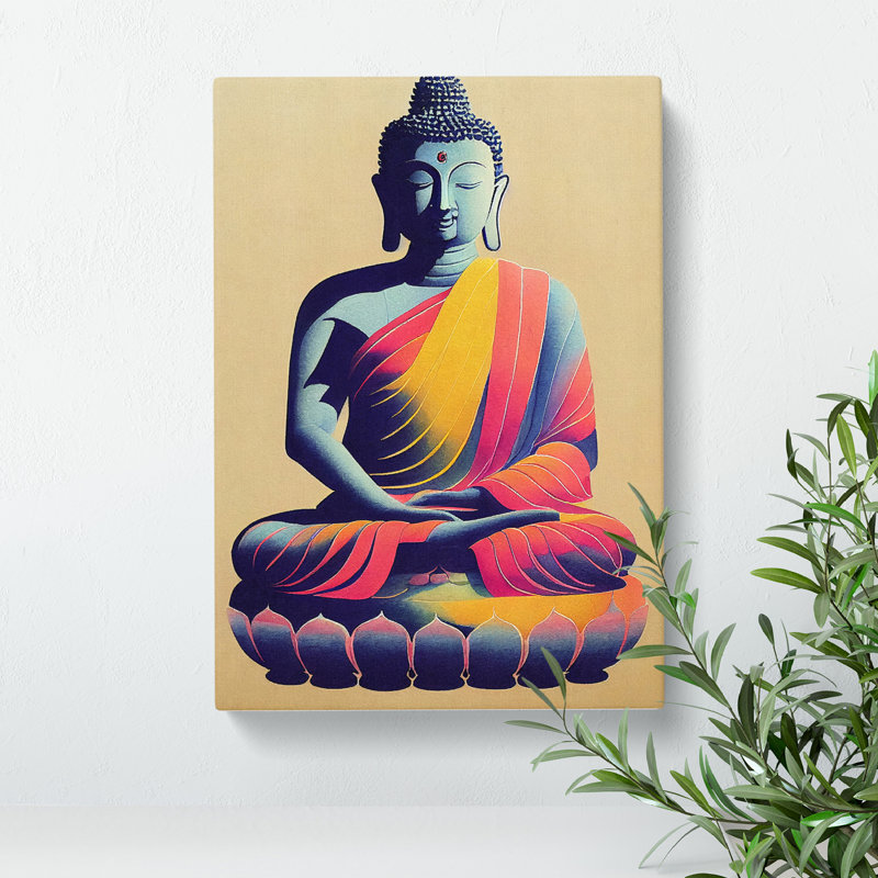 XC1022-1541X Colourful Buddha No.4 - Wrapped Canvas Print, 60cm H x 40cm W x 3cm D