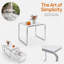 Table de bout moderne, structure en fer chromé, conception peu encombrante