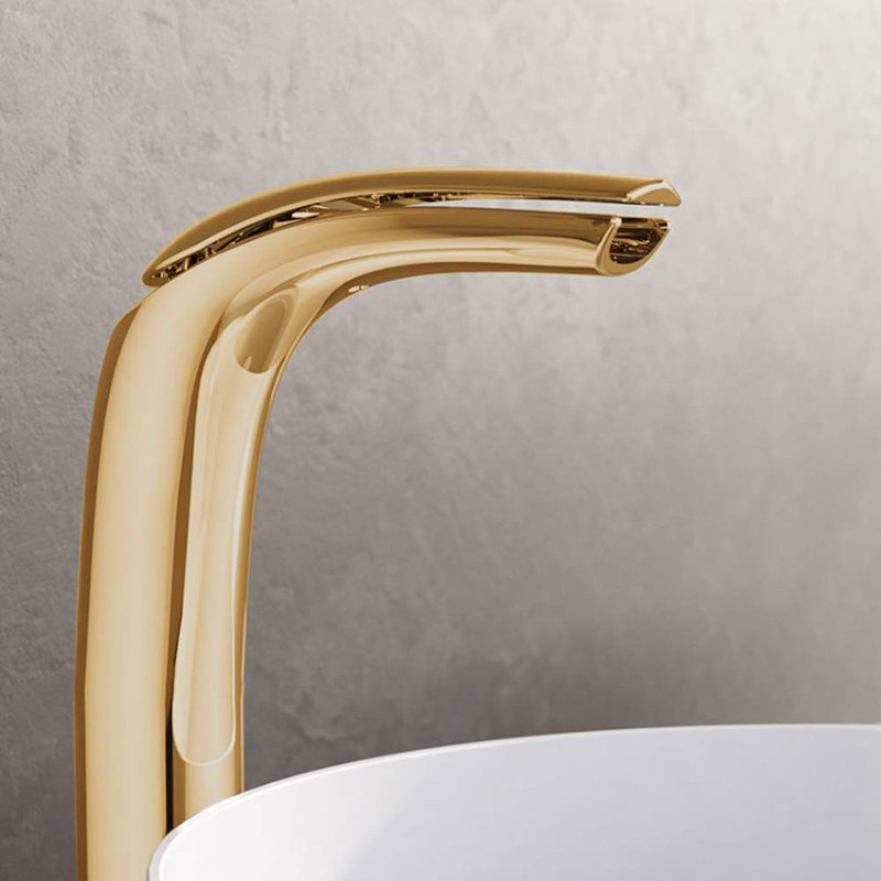 Aria Single-handle Bathroom Faucet with Drain Assembly, Polished Gold