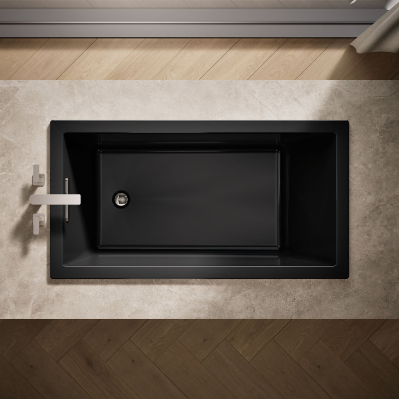 Underscore 60" x 32" Drop In Soaking Acrylic Bathtub, Black , 21" H x 32" W x 60" D
