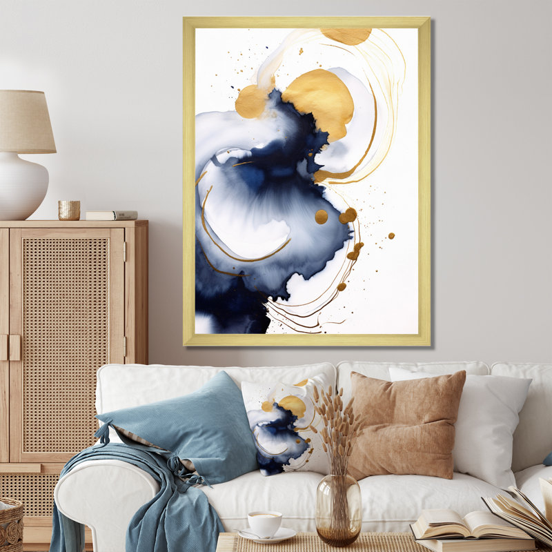 «Blissful création Minimal Blue Ink Cloud», peinture abstraite sur toile, art mural, H 44 po x l 34 po x P 1,5 po