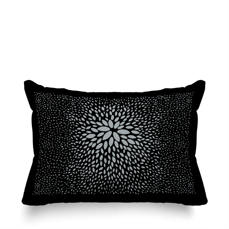 Housse et insert de coussin rectangulaire intérieur / extérieur en polyester filé Bavière, Gris / noir