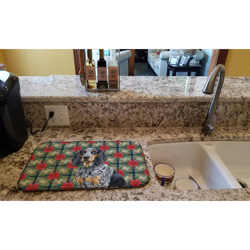 Tapis de séchage Bluetick Coonhound Christmas PoinsettIas