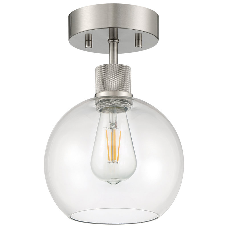 Southglenn Glass Semi Flush Mount, Brushed Steel